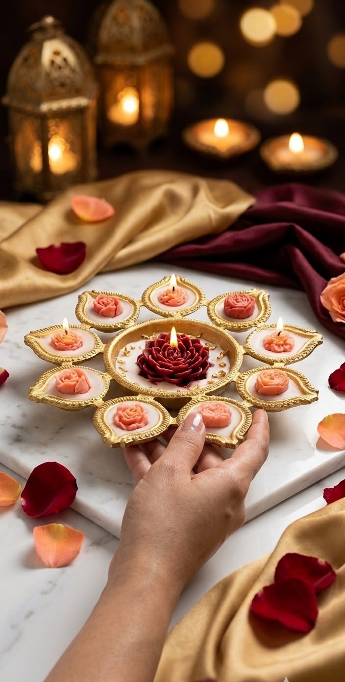 Royal Lotus Brass Candle