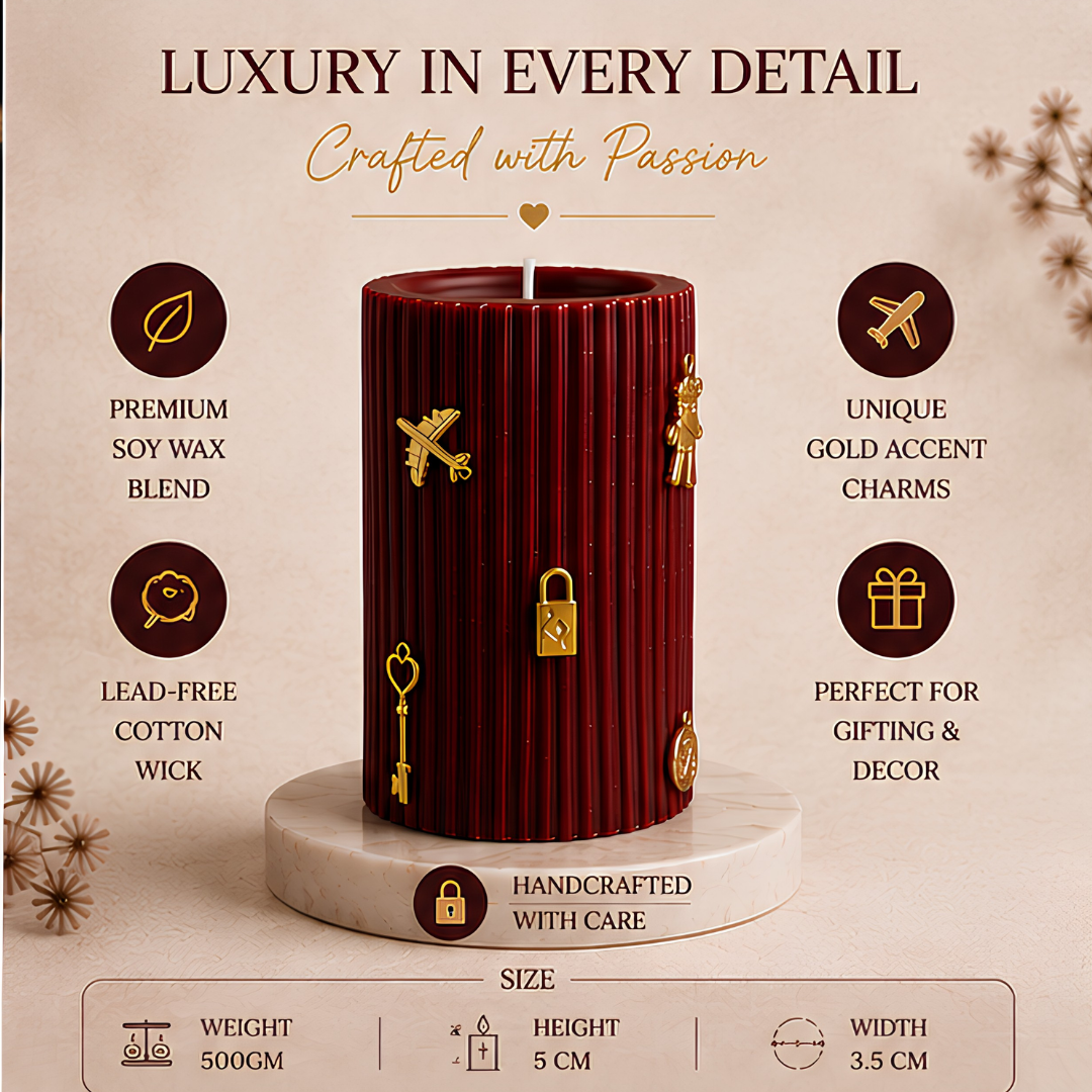 Royal Charm Burgundy Pillar Candle