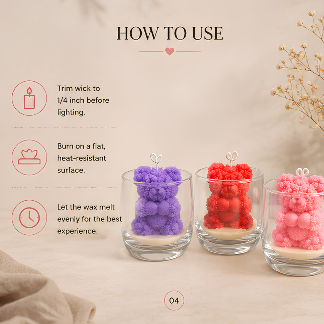 Teddy Bear Candle set of 3