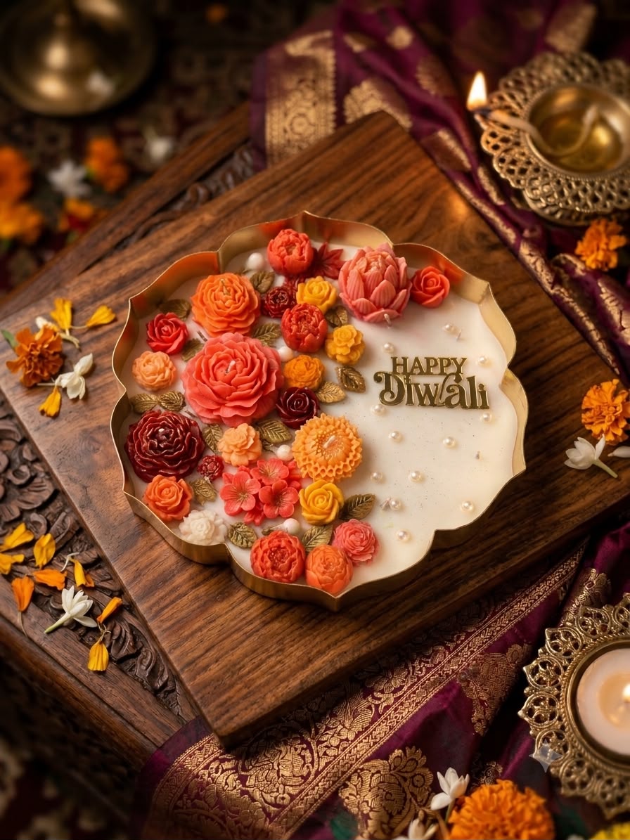 Flower Thaal Urli Candle