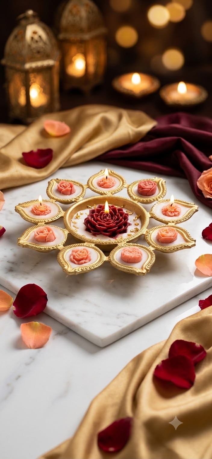 Royal Lotus Brass Candle