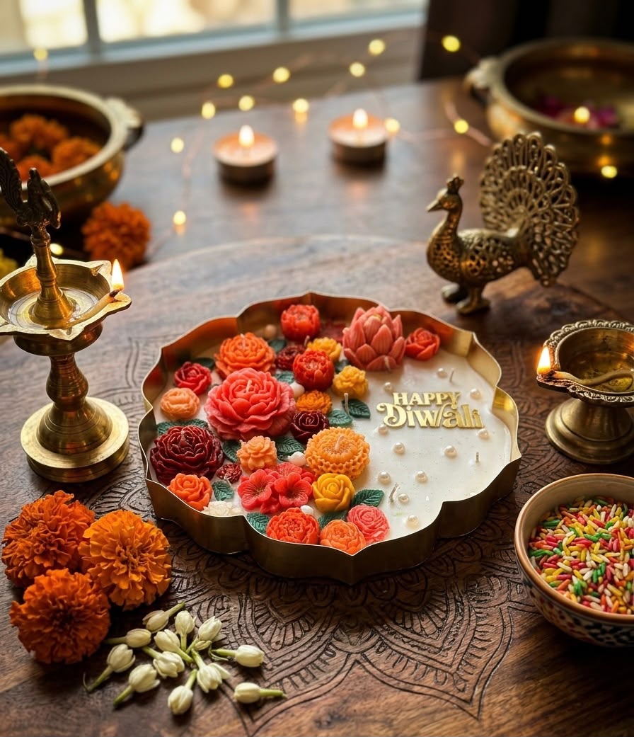 Flower Thaal Urli Candle