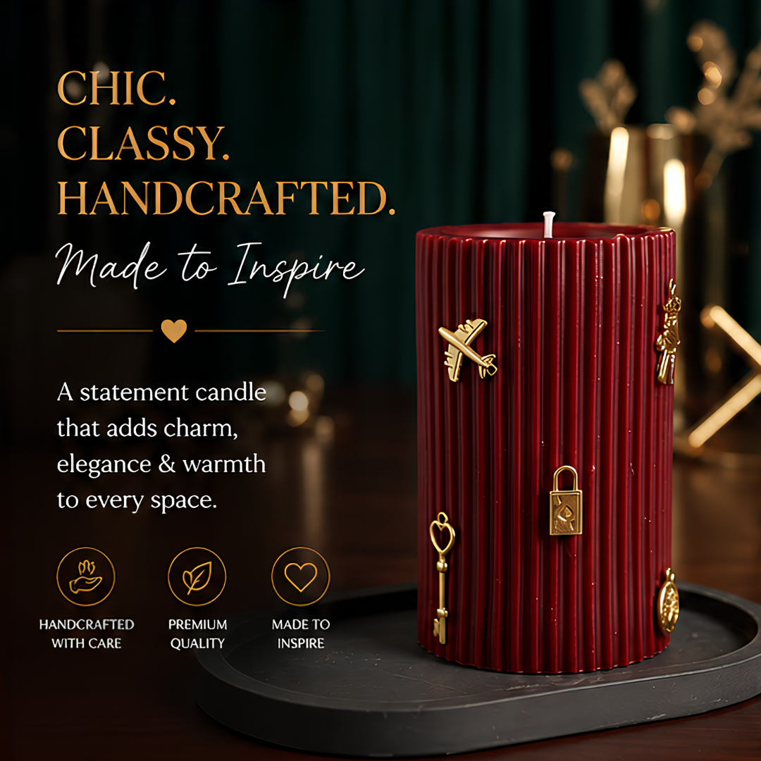 Royal Charm Burgundy Pillar Candle