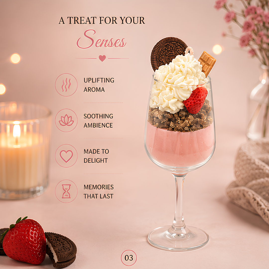 Strawberry Delight Dessert Candle
