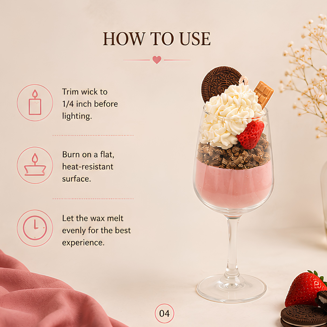 Strawberry Delight Dessert Candle