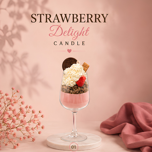 Strawberry Delight Dessert Candle