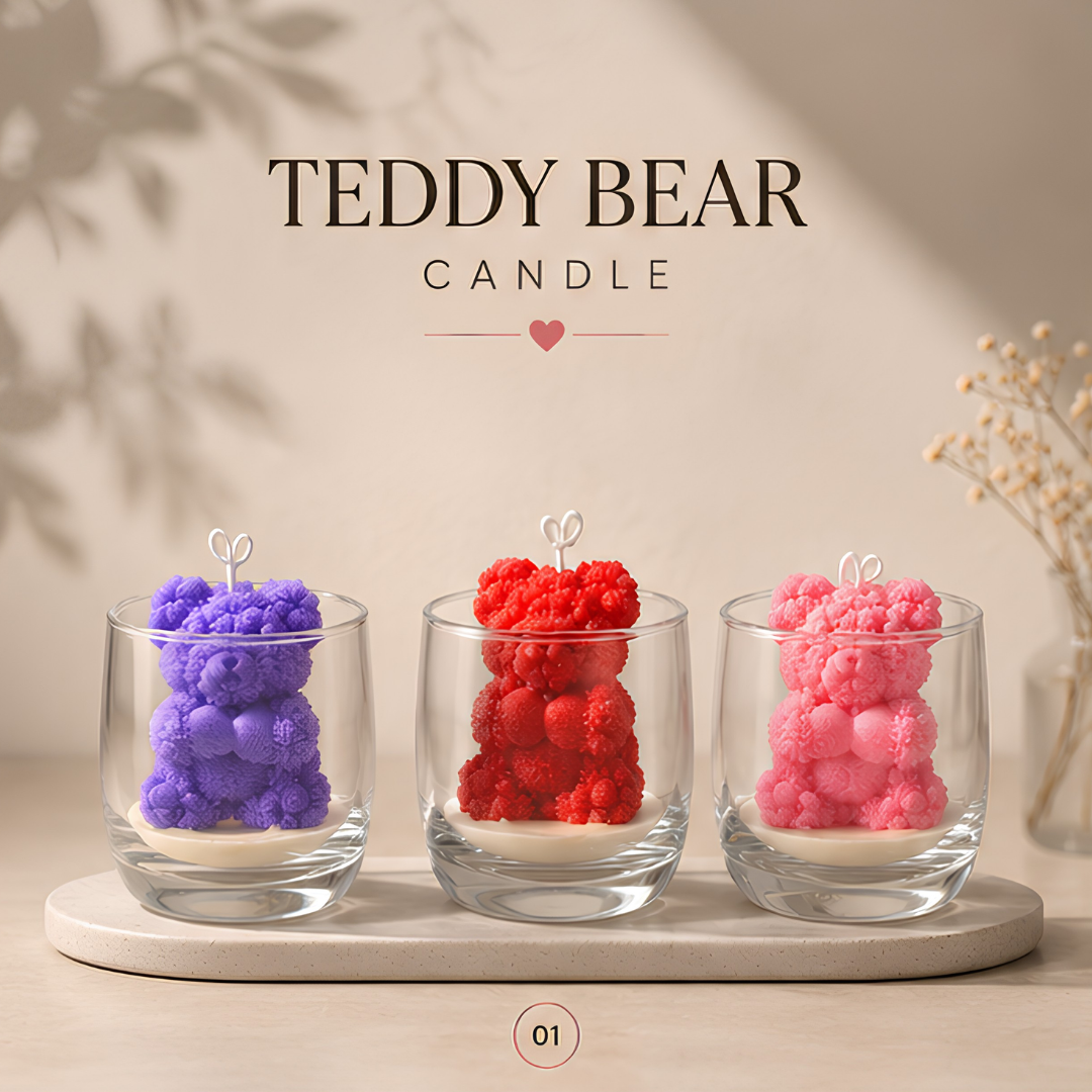 Teddy Bear Candle set of 3