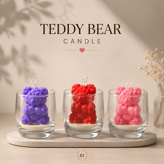 Teddy Bear Candle set of 3