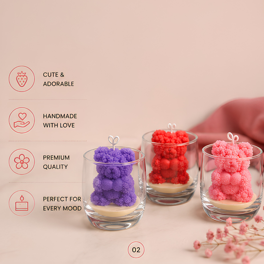 Teddy Bear Candle set of 3